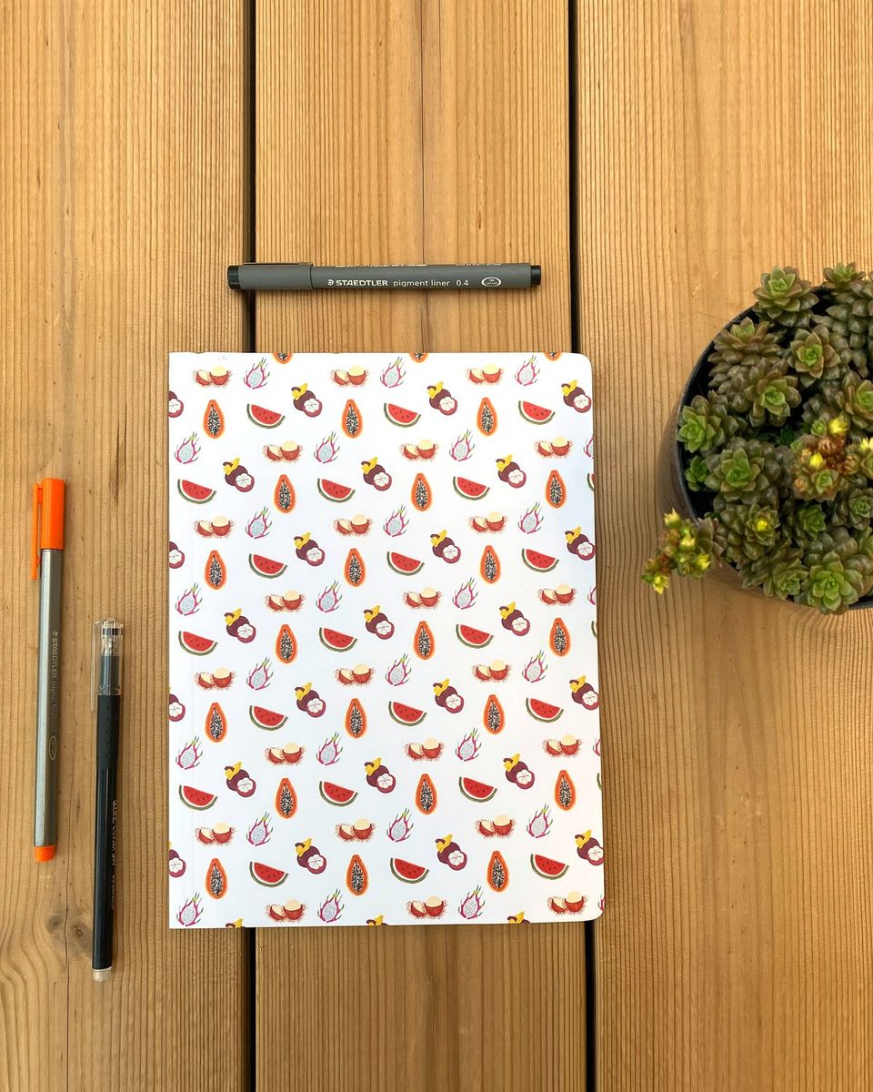 Tropical fruit pattern notebook